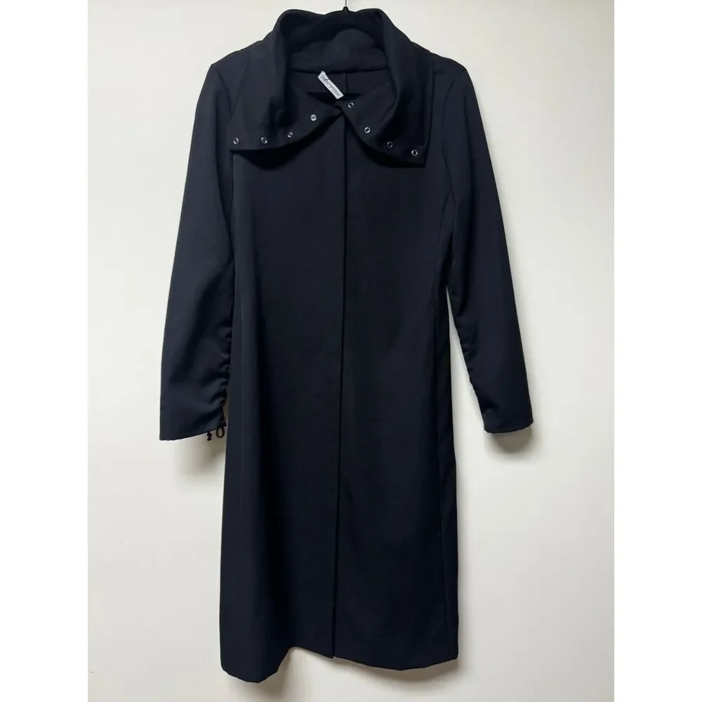 EMPORIO ARMANI 100% Wool Snap Front Lightweight Duster/Coat, Black, Sz 42/S